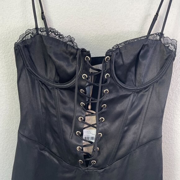 NEW Meshki Womens Small Kalila Corset Mini Dress Black Lace Up Adjustable Straps - Picture 5 of 10